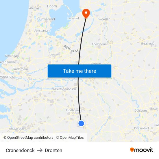 Cranendonck to Dronten map