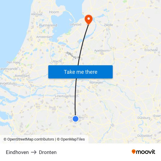 Eindhoven to Dronten map