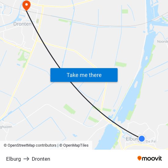 Elburg to Dronten map