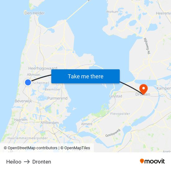 Heiloo to Dronten map