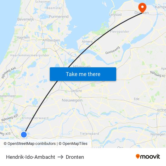 Hendrik-Ido-Ambacht to Dronten map