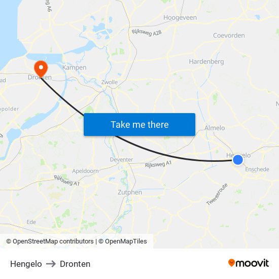 Hengelo to Dronten map