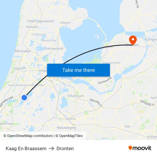 Kaag En Braassem to Dronten map