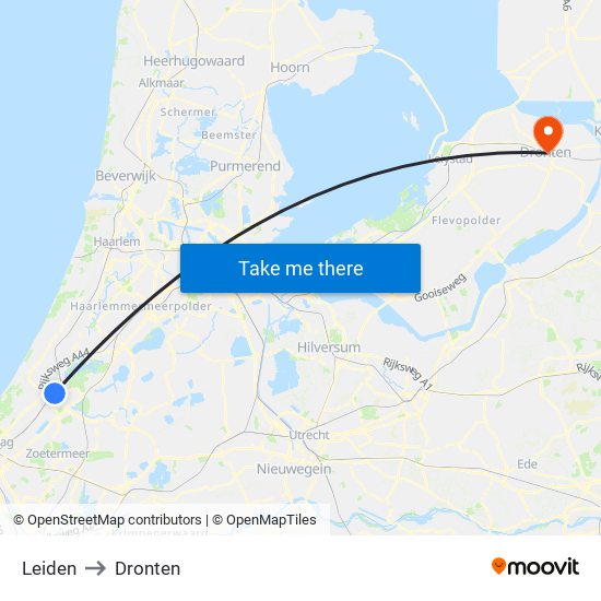 Leiden to Dronten map