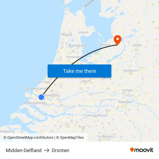 Midden-Delfland to Dronten map