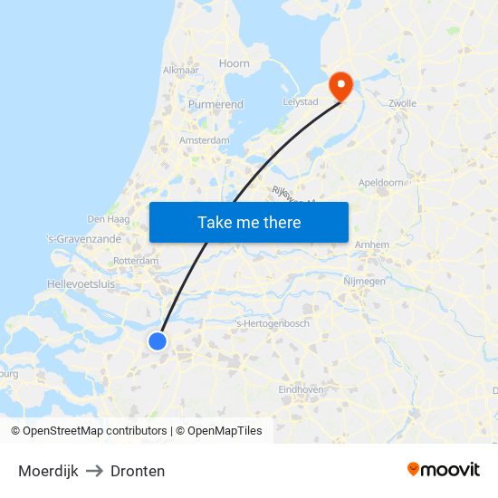 Moerdijk to Dronten map