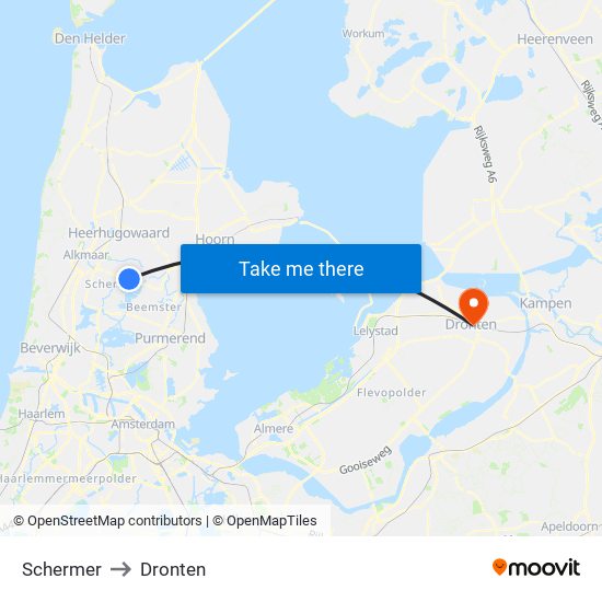 Schermer to Dronten map