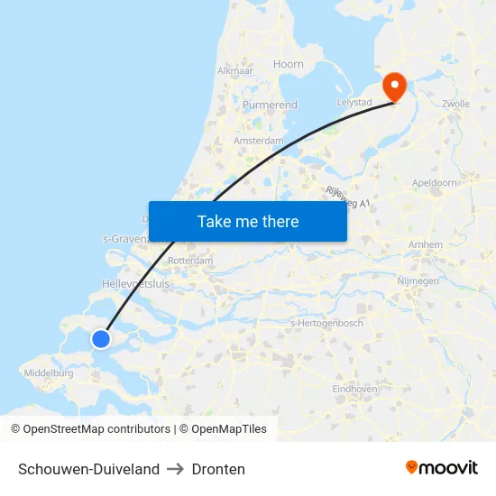 Schouwen-Duiveland to Dronten map