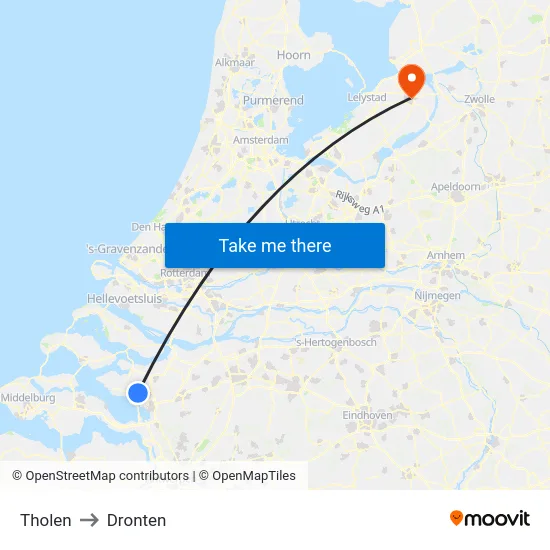 Tholen to Dronten map