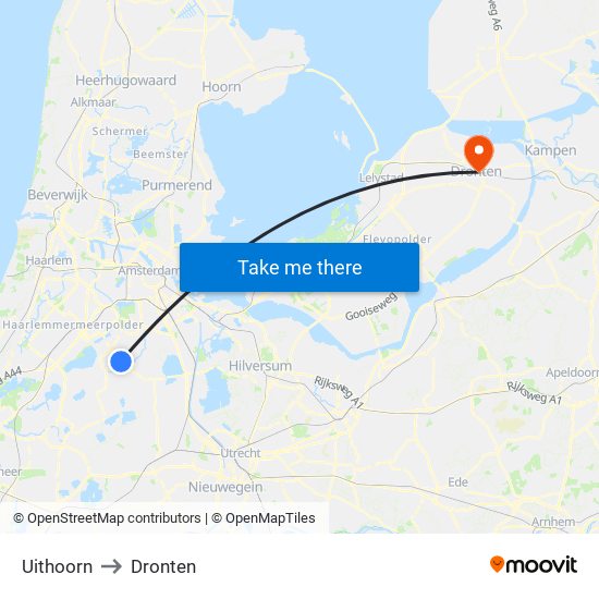 Uithoorn to Dronten map