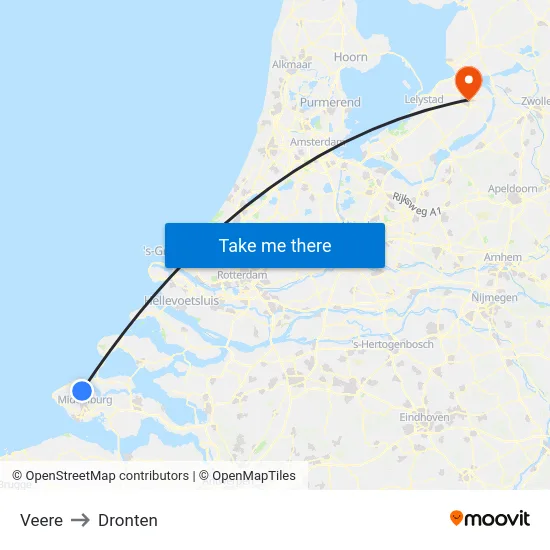 Veere to Dronten map