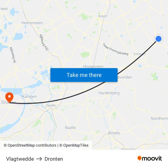 Vlagtwedde to Dronten map