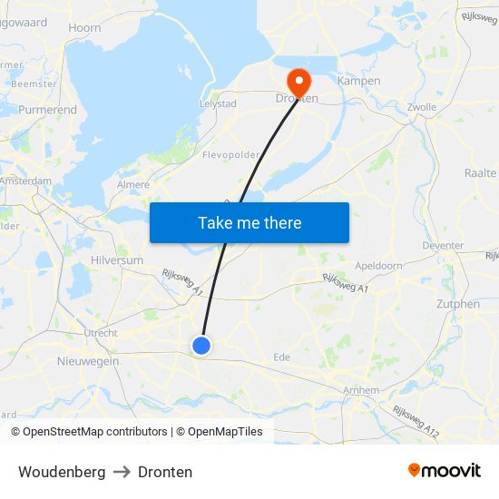 Woudenberg to Dronten map