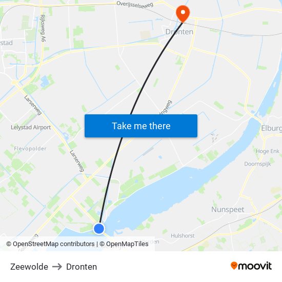 Zeewolde to Dronten map