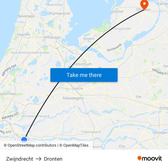 Zwijndrecht to Dronten map