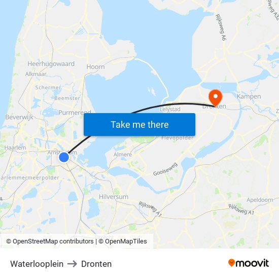 Waterlooplein to Dronten map