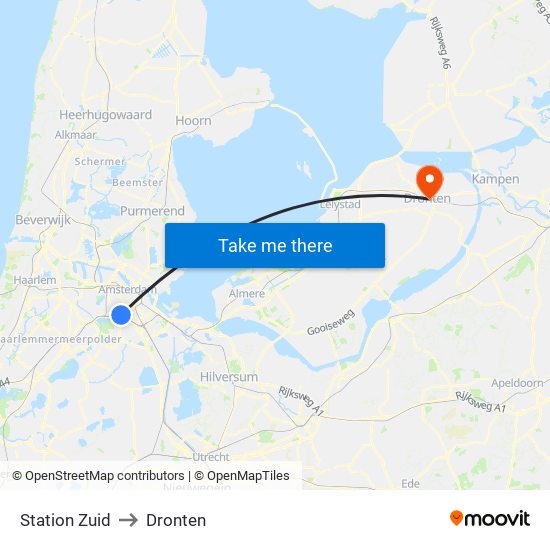 Station Zuid to Dronten map