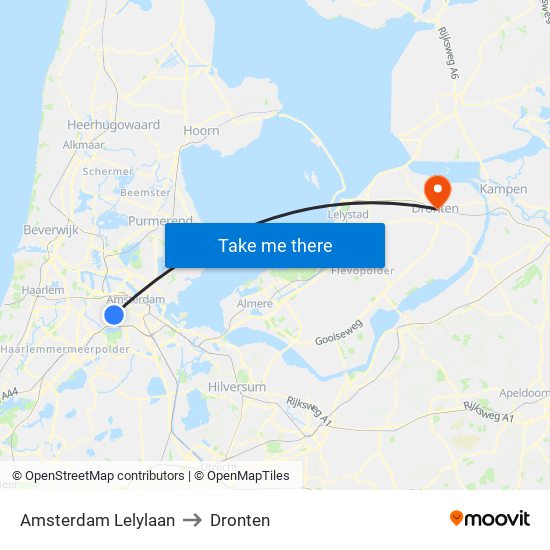 Amsterdam Lelylaan to Dronten map