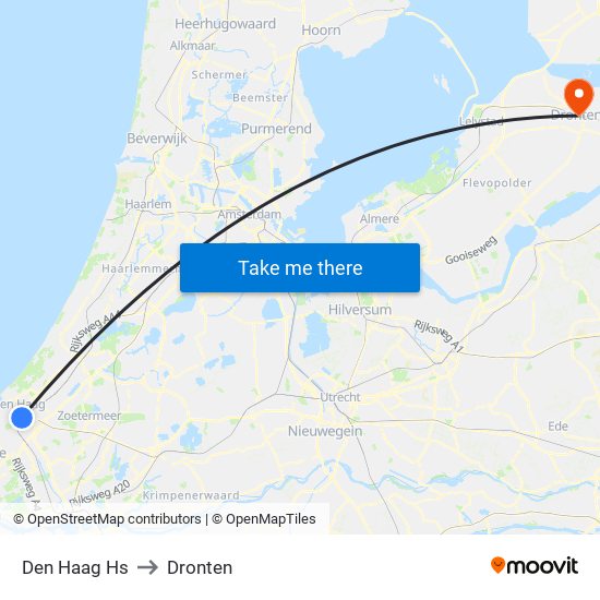 Den Haag Hs to Dronten map