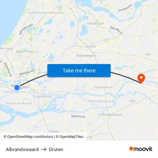 Albrandswaard to Druten map