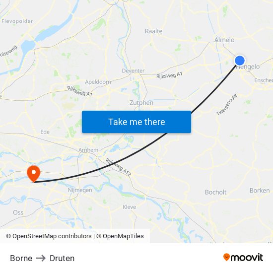 Borne to Druten map