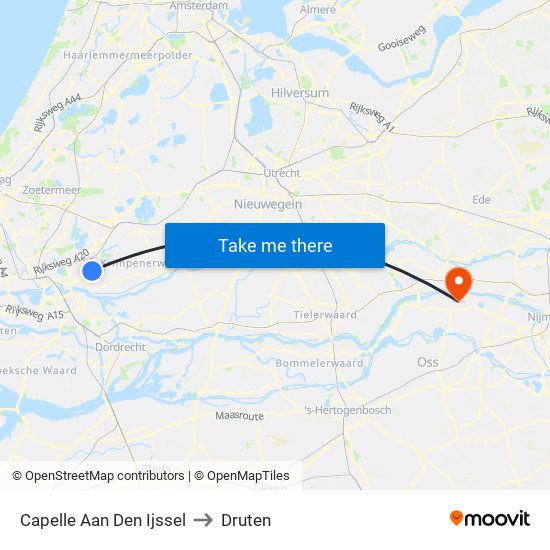 Capelle Aan Den Ijssel to Druten map