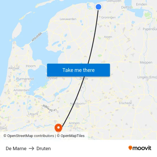 De Marne to Druten map
