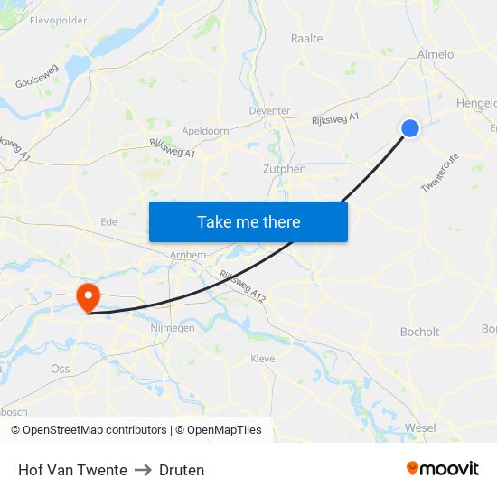 Hof Van Twente to Druten map