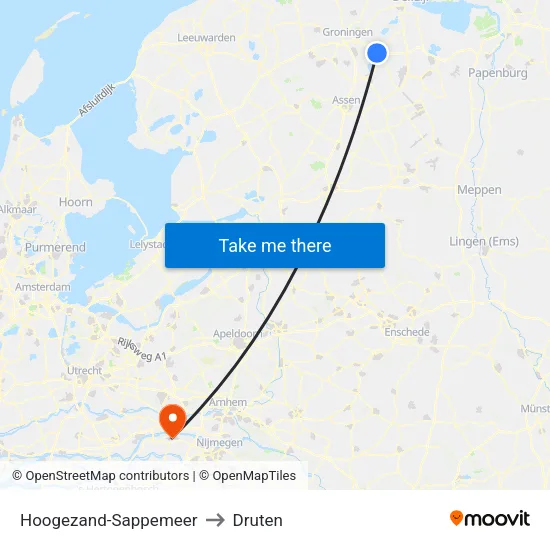 Hoogezand-Sappemeer to Druten map