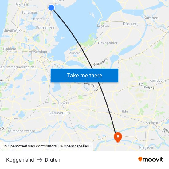 Koggenland to Druten map