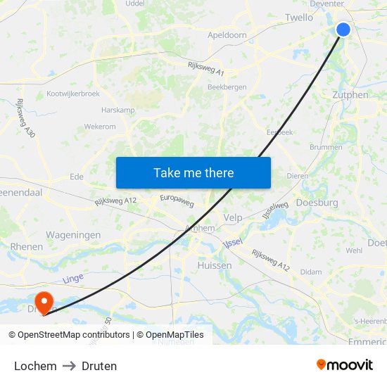 Lochem to Druten map