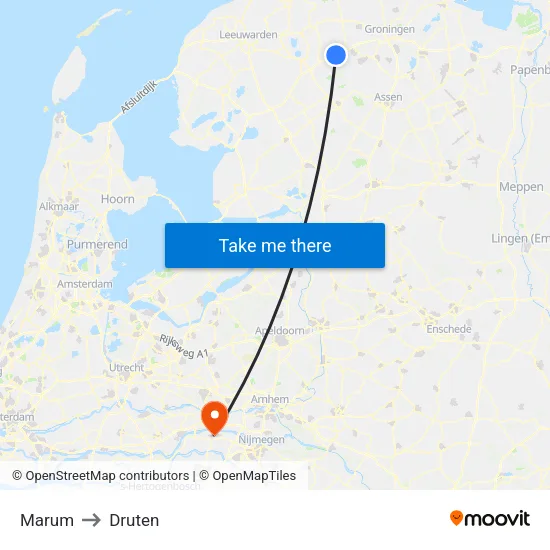 Marum to Druten map