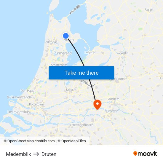 Medemblik to Druten map