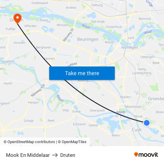 Mook En Middelaar to Druten map