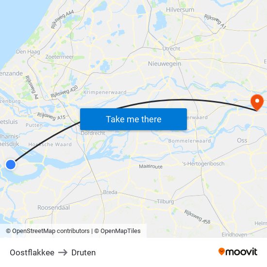 Oostflakkee to Druten map