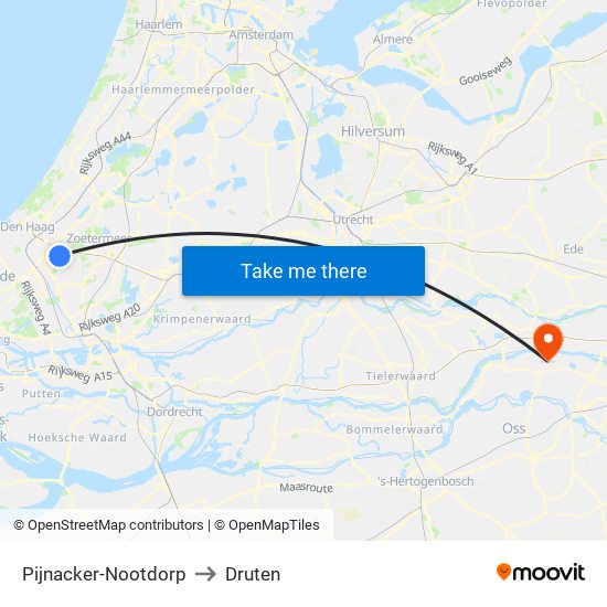 Pijnacker-Nootdorp to Druten map