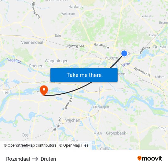 Rozendaal to Druten map