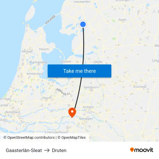 Gaasterlân-Sleat to Druten map