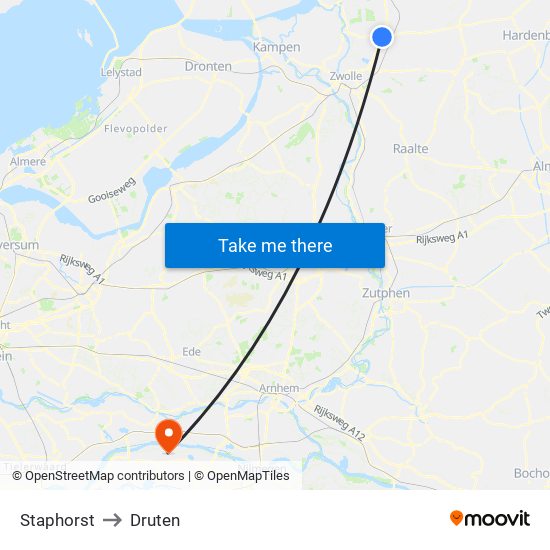 Staphorst to Druten map