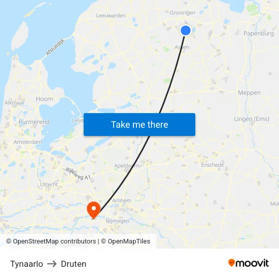 Tynaarlo to Druten map