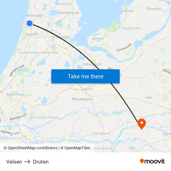 Velsen to Druten map