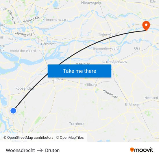 Woensdrecht to Druten map