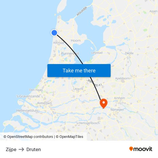 Zijpe to Druten map