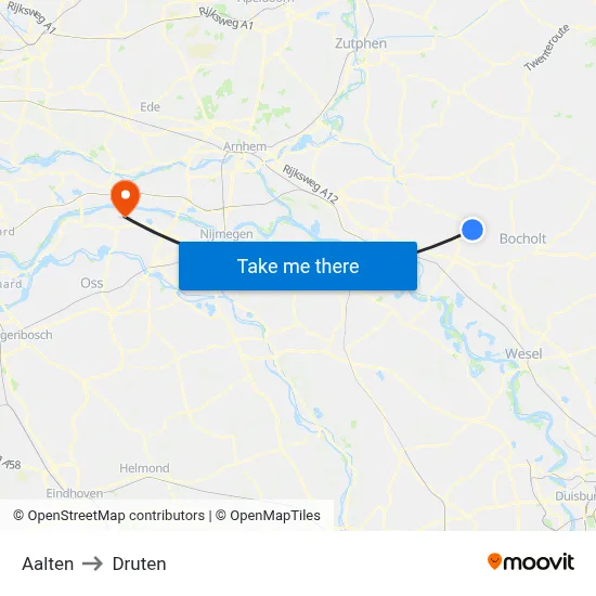Aalten to Druten map