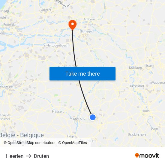 Heerlen to Druten map