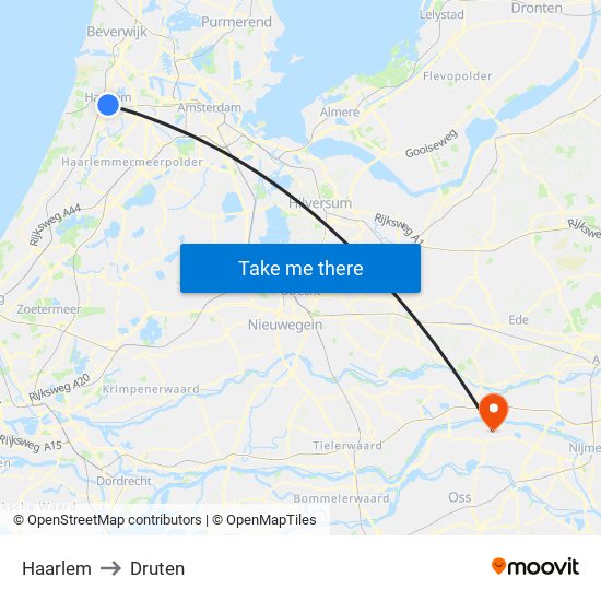 Haarlem to Druten map