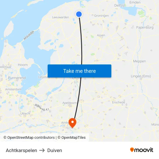 Achtkarspelen to Duiven map