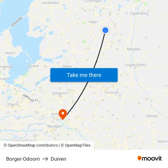 Borger-Odoorn to Duiven map