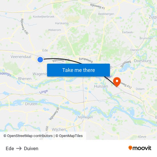Ede to Duiven map