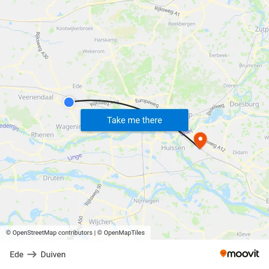 Ede to Duiven map
